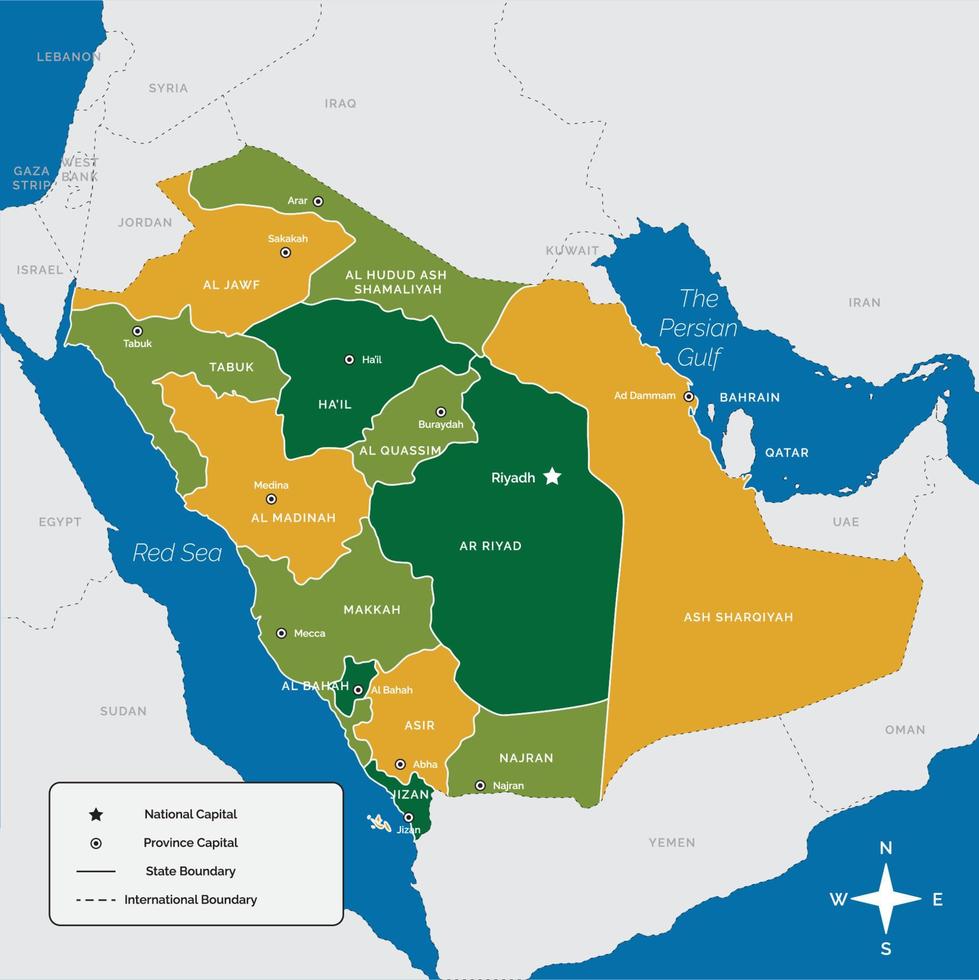 Saudi Arabia Political Map vector