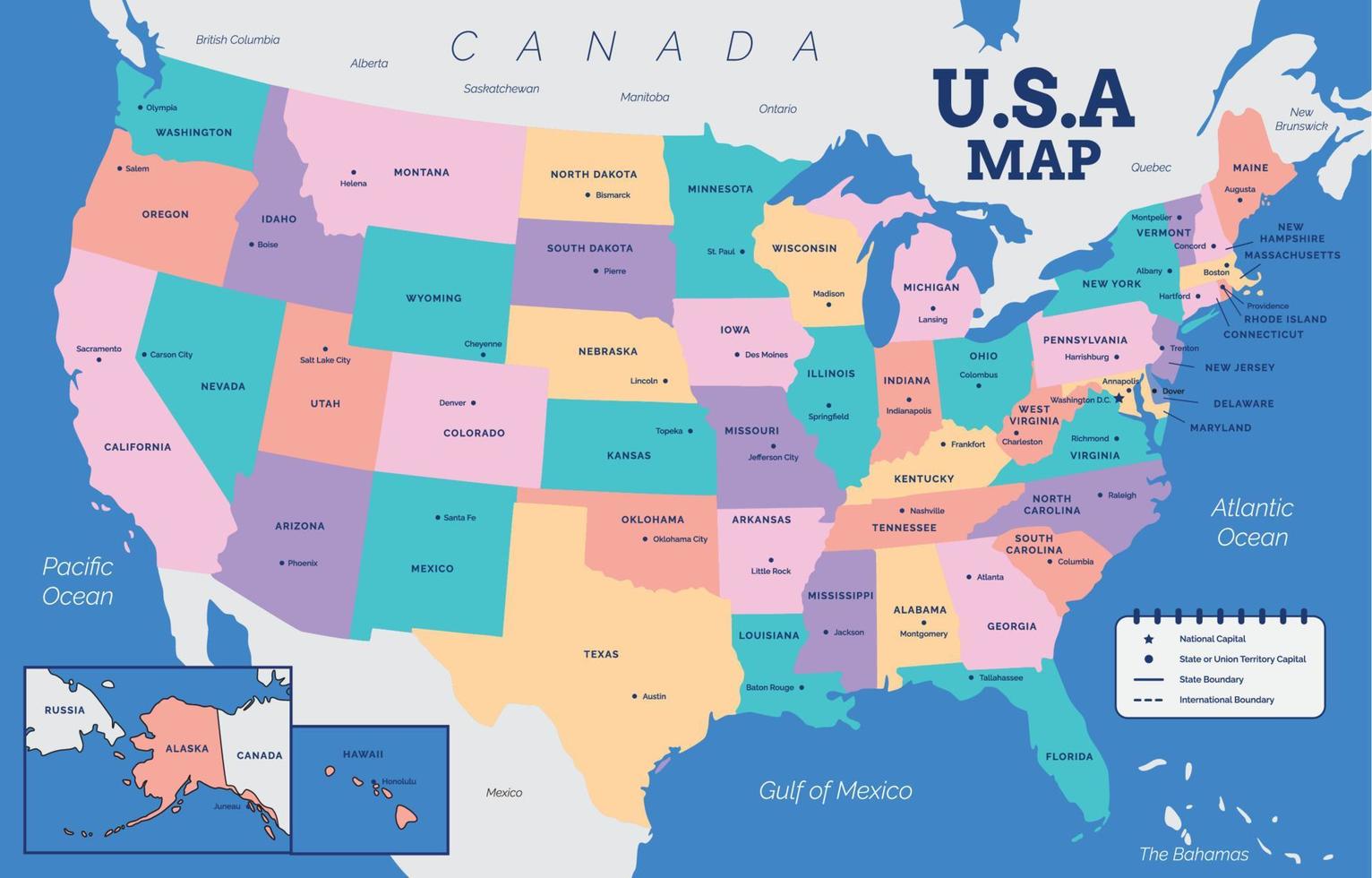 Detailed Map of USA vector