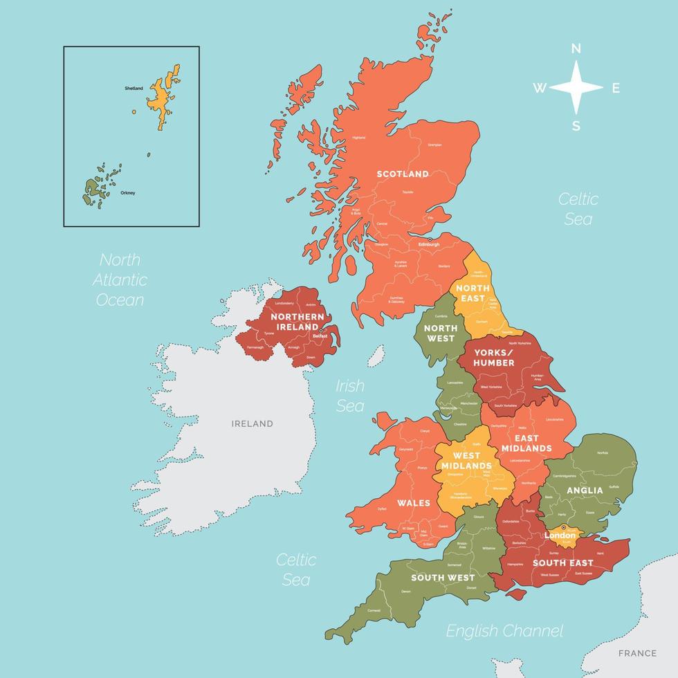 United Kingdom Detailed Map vector