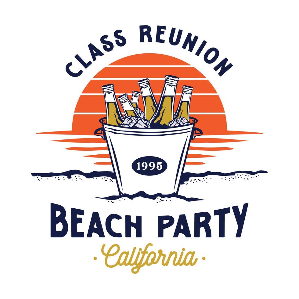 Bucket of beer with beach sand vector illustration, perfect for beach cafe logo and beach party event