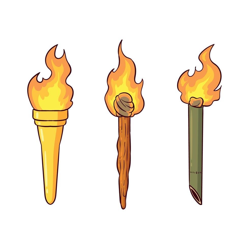 hand drawn torch collection vector