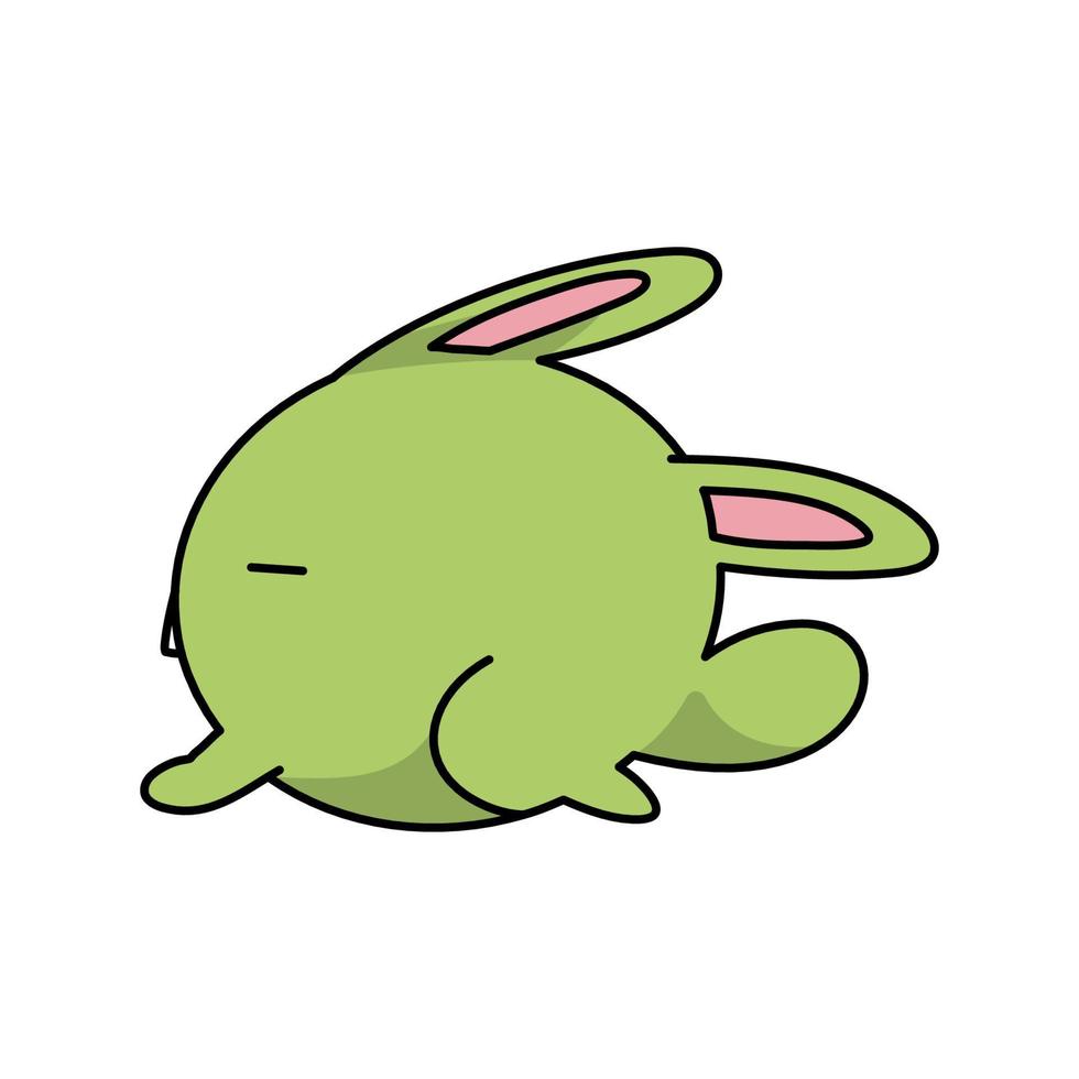 easter bunny green and fat and side view vector illustration.