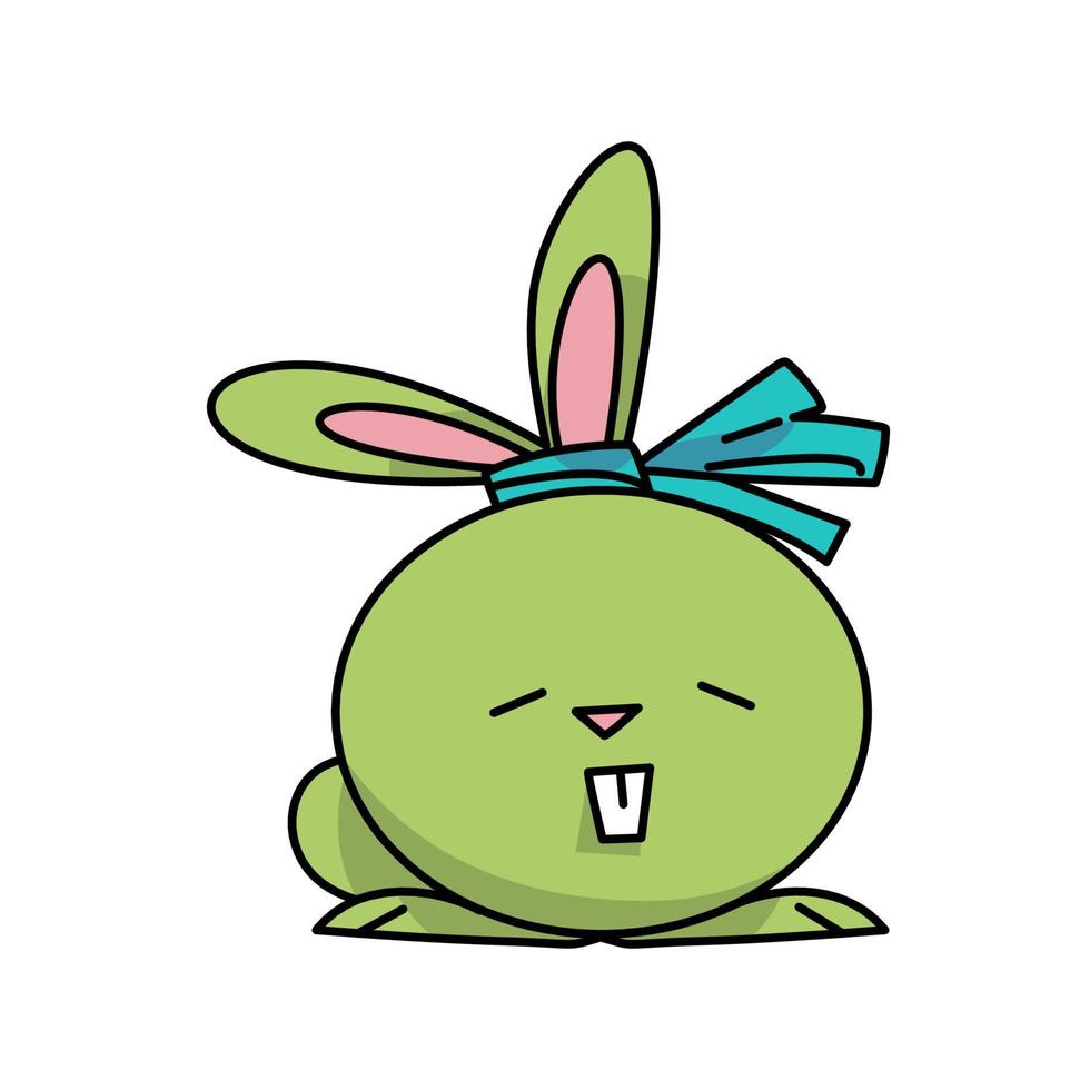 green bunny resembling easter eggs flat vector illustration.