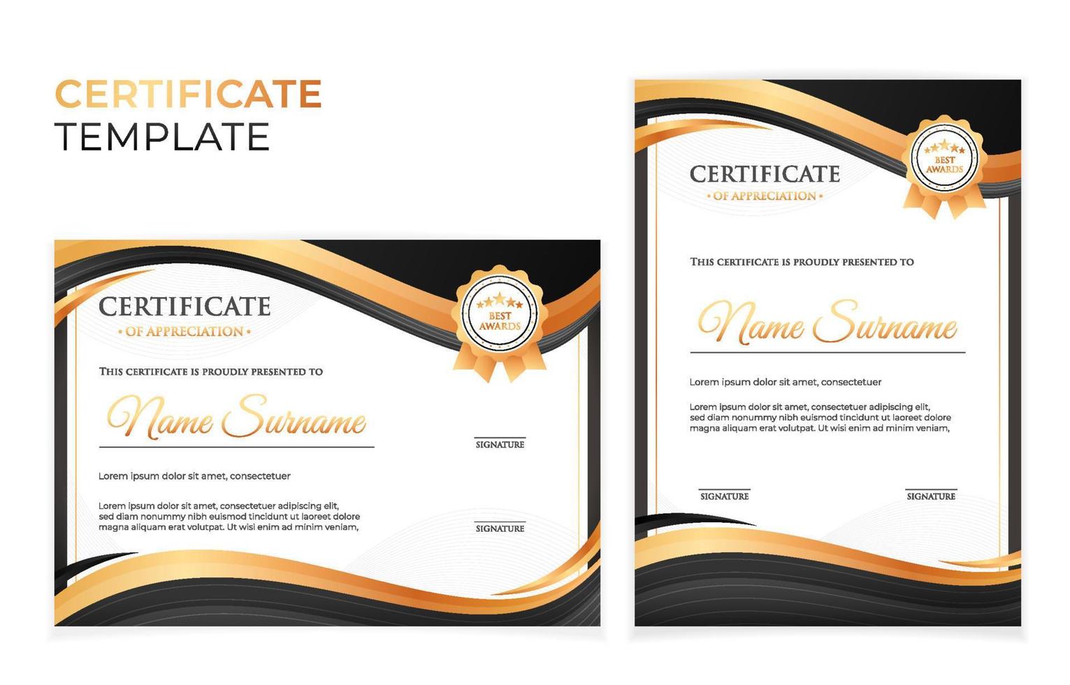 Professional Certificate Template Set vector