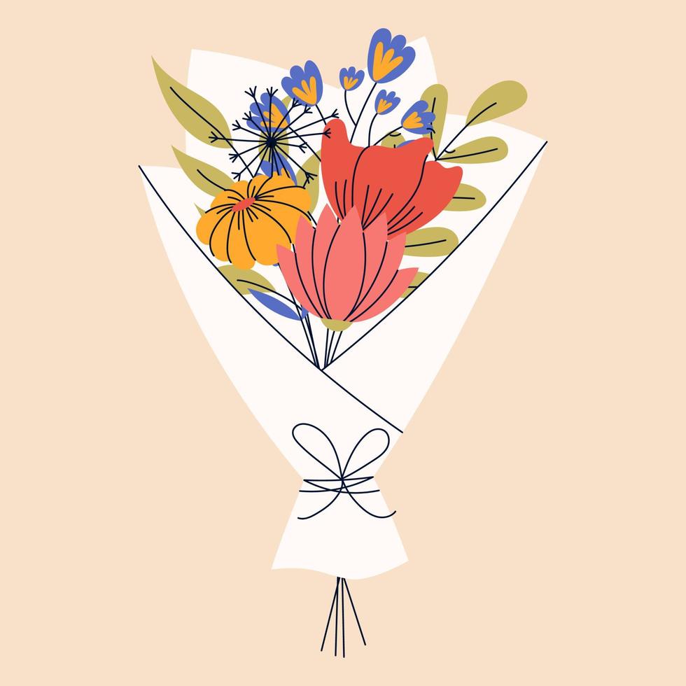 Bouquet of flowers. Good for greeting cards or invitation design, floral poster. vector