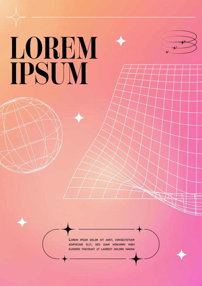 Modern blurred gradient poster in trendy 90s, 00s psychedelic style with geometric shapes. Y2K aesthetic. Poster template for social media posts, digital marketing, sales promotion. vector
