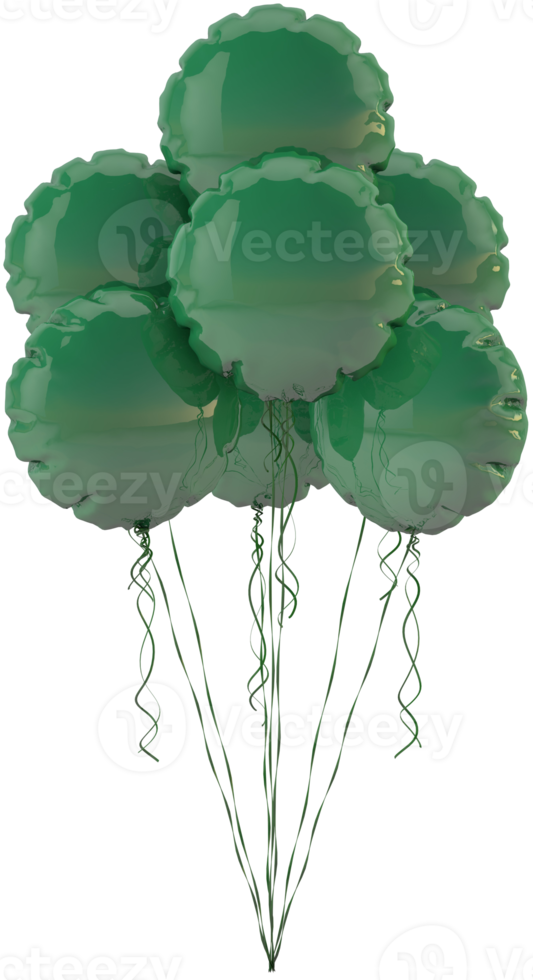 Green balloons a floating decoration for birthday celebration png