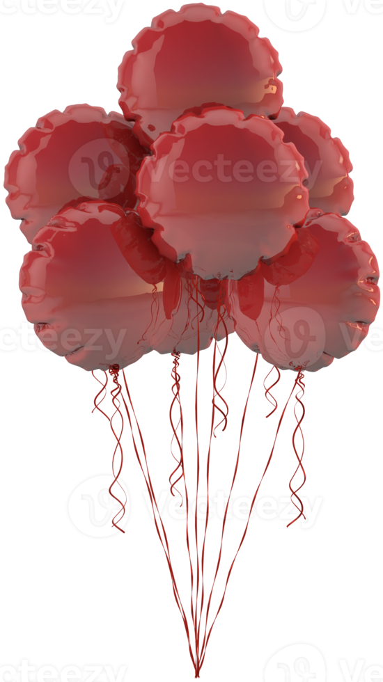 Red balloons a floating decoration for birthday celebration png