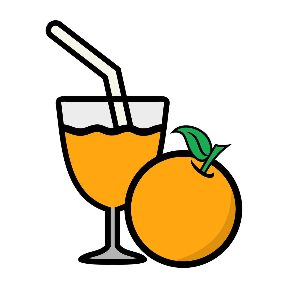 Illustration Vector Graphic of orange juice, drink glass fruit icon