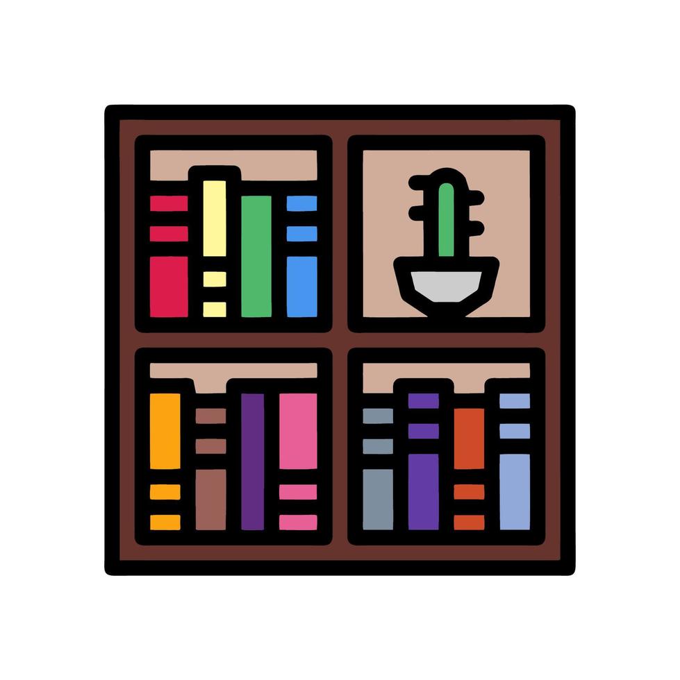 ilustración vector gráfico de biblioteca libros, colegio estantería, estante mueble icono