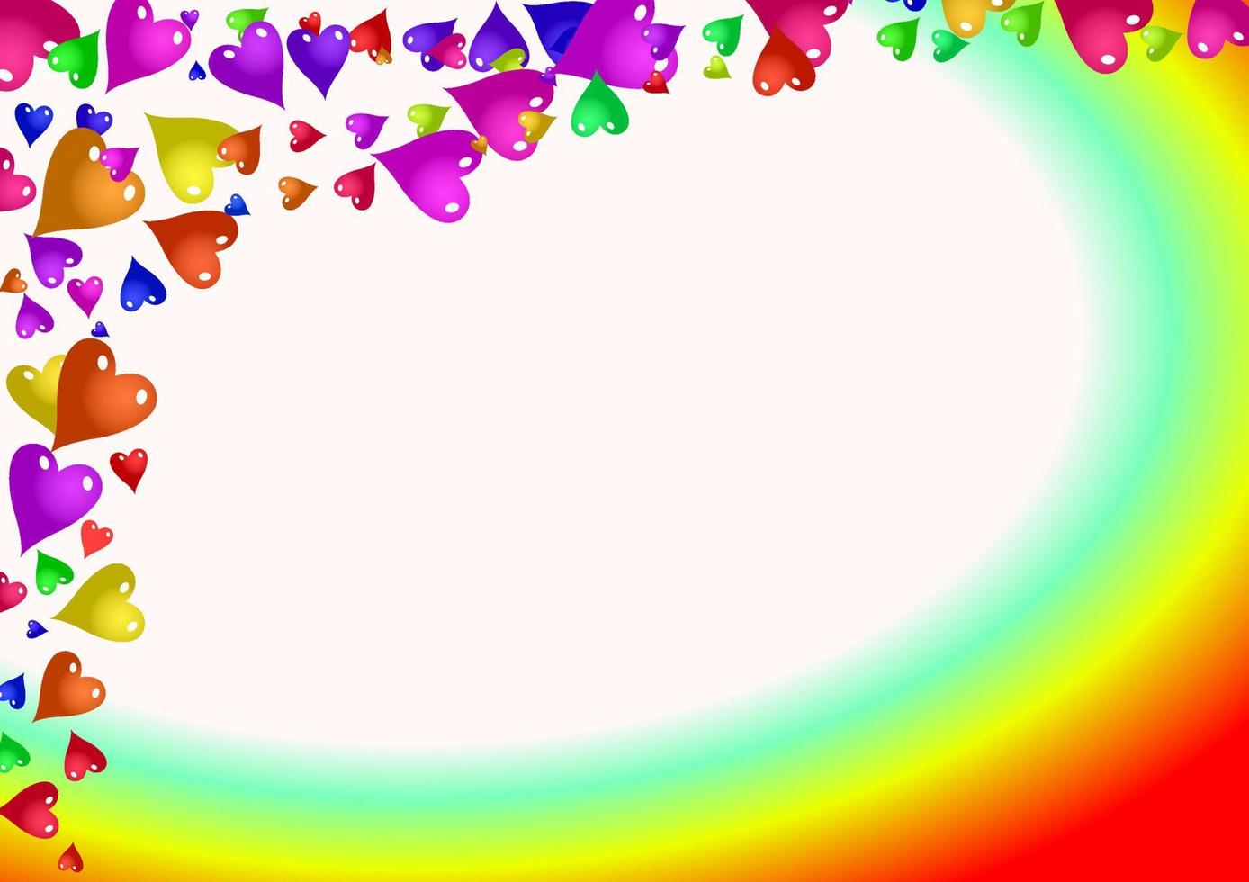 arco iris amor corazón página marco decoración vector