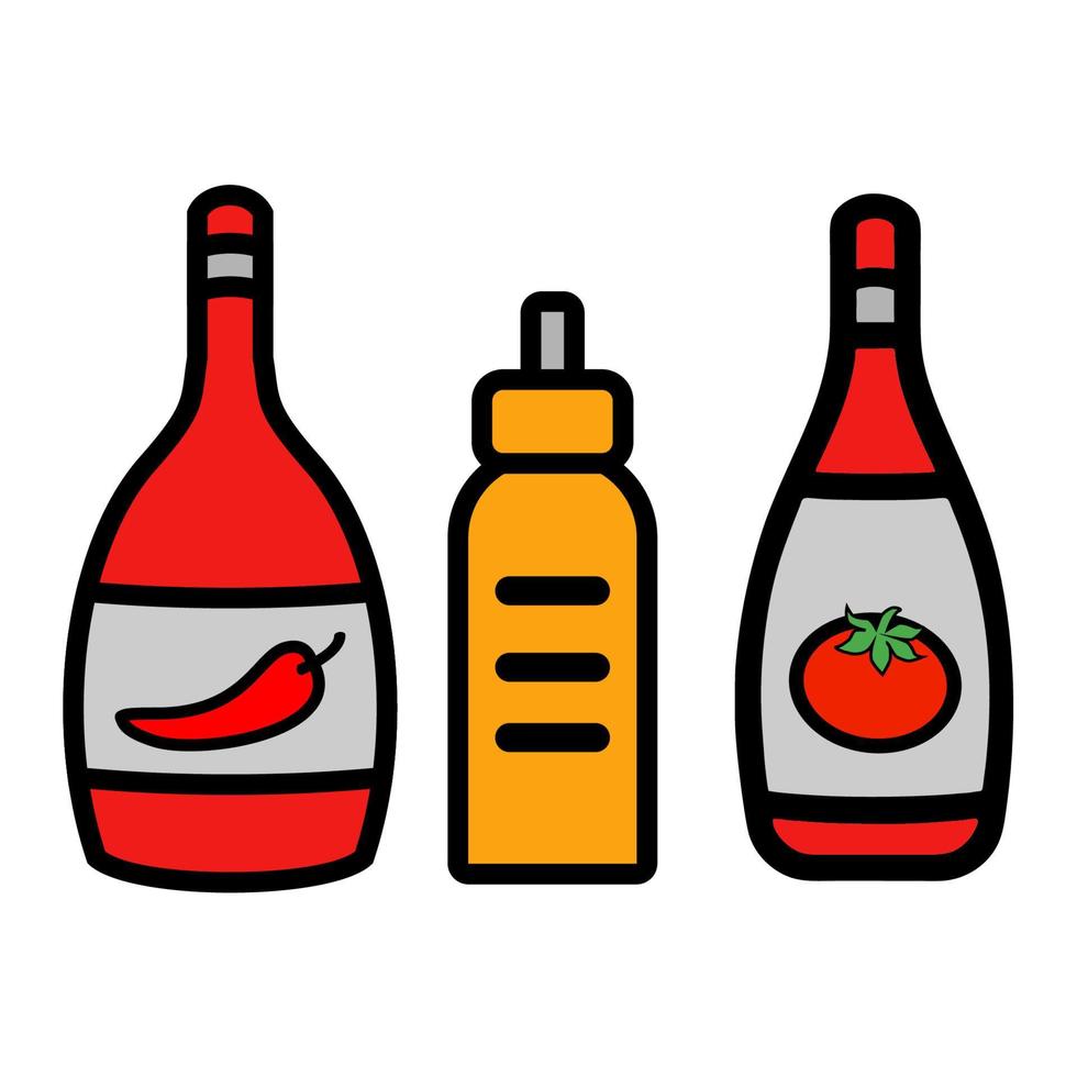 Illustration Vector Graphic of sauce bottles, food ketchup, mustard icon