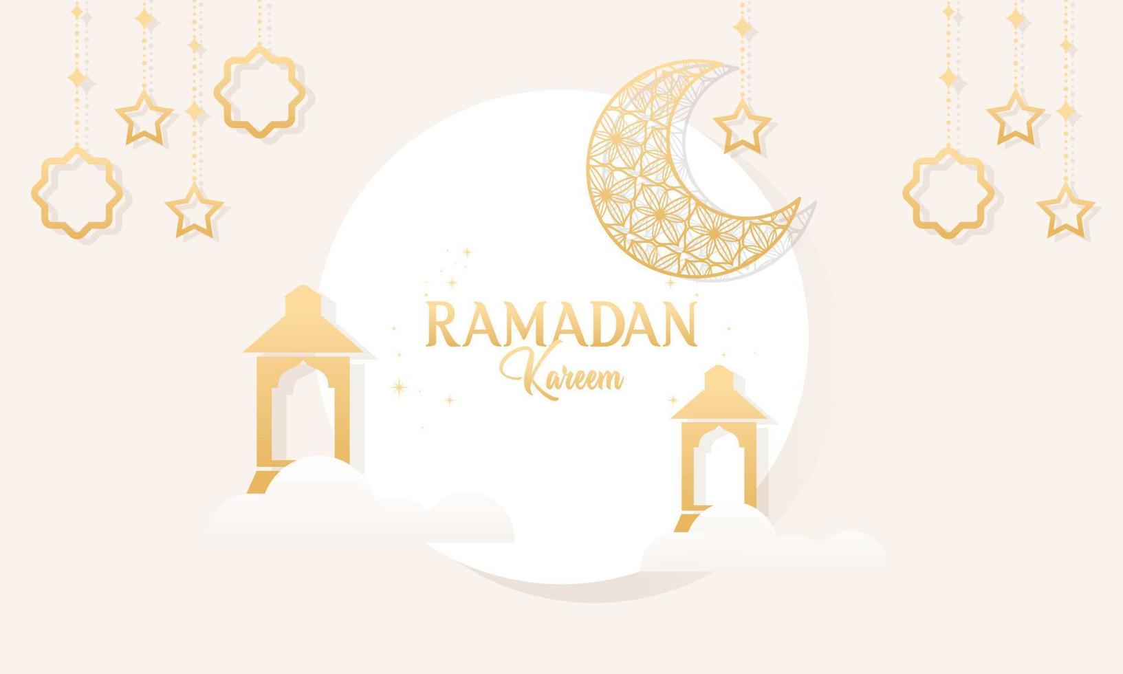 Ramadan Kareem Islamic Festival with Paper Cut Style Background vector