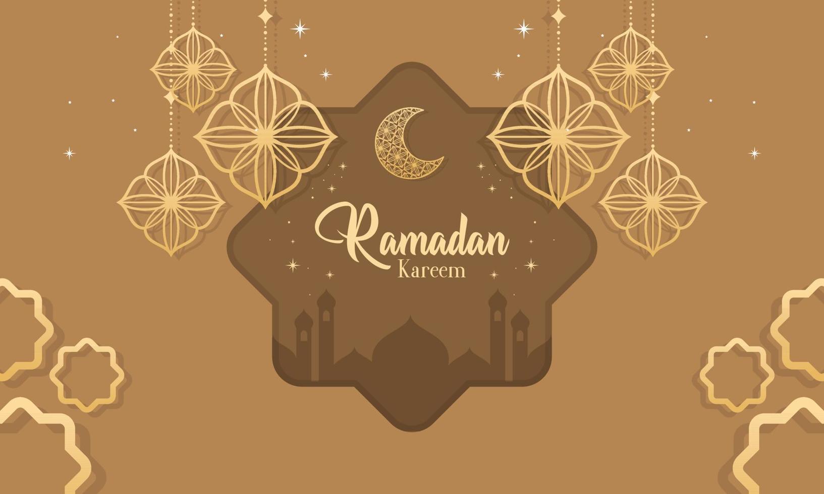 Ramadan Kareem Islamic Festival with Paper Cut Style Background vector