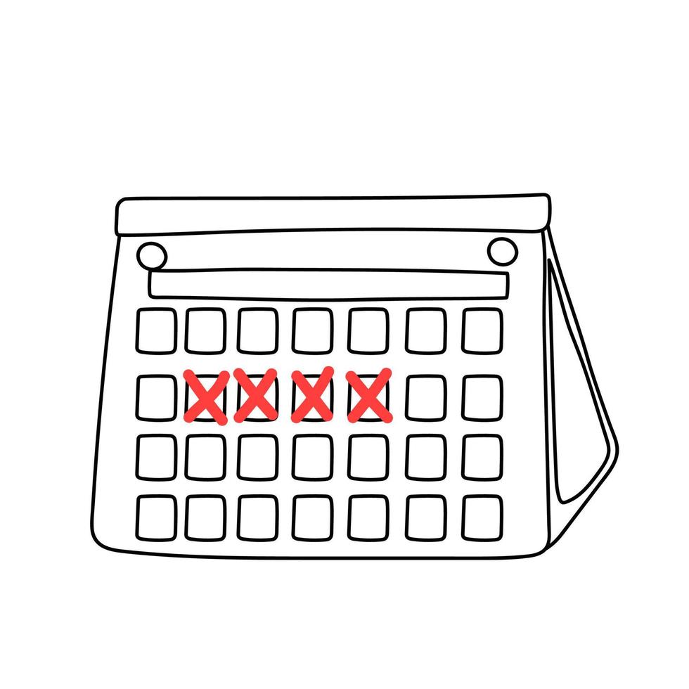 Menstruation calendar. Calendar with marks. days of the menstrual cycle. vector