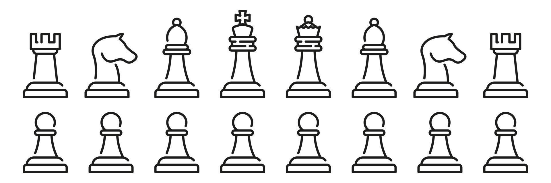 Set of Chess pieces vector flat icons