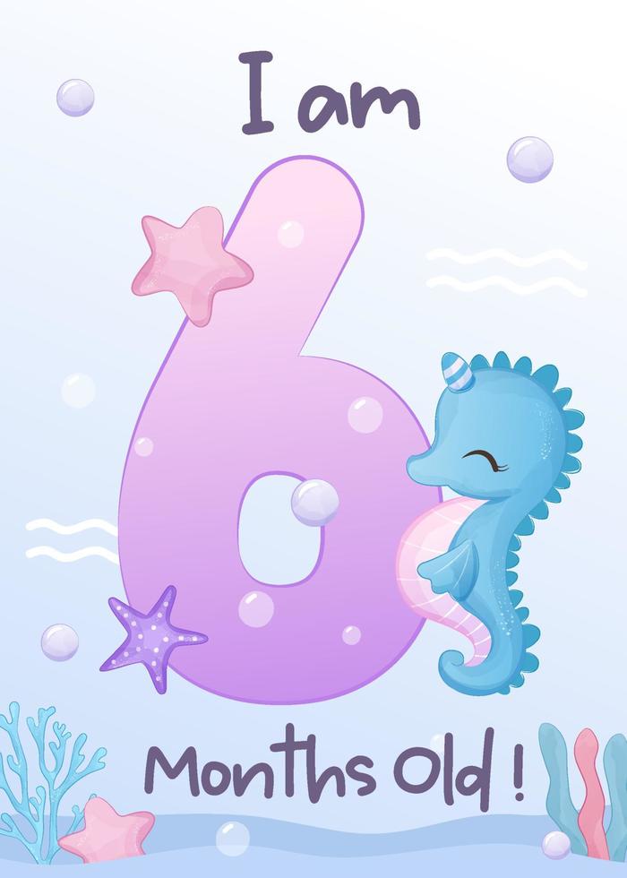 baby milestone cards set with kitty mermaid vector