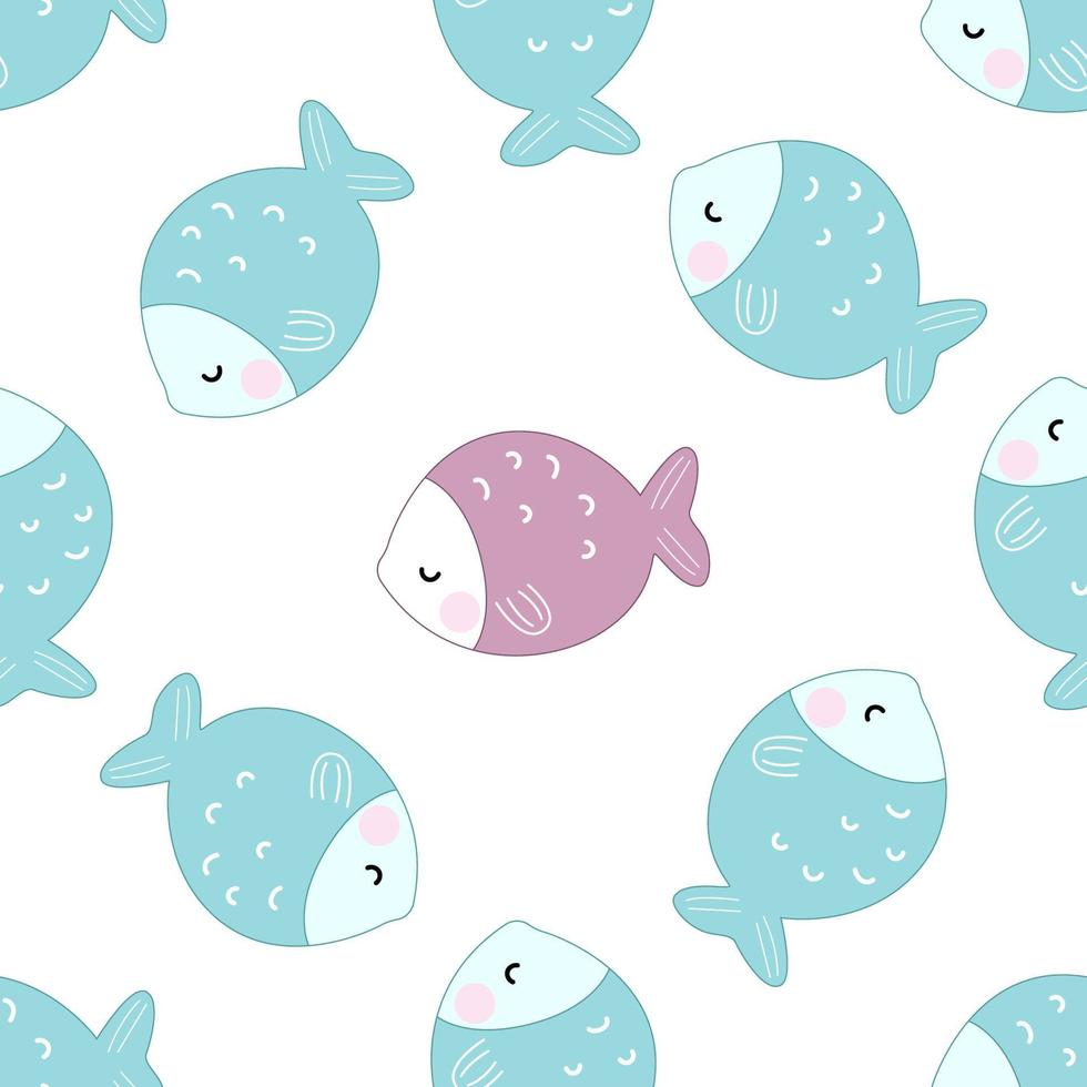 Cute ocean life seamless pattern vector