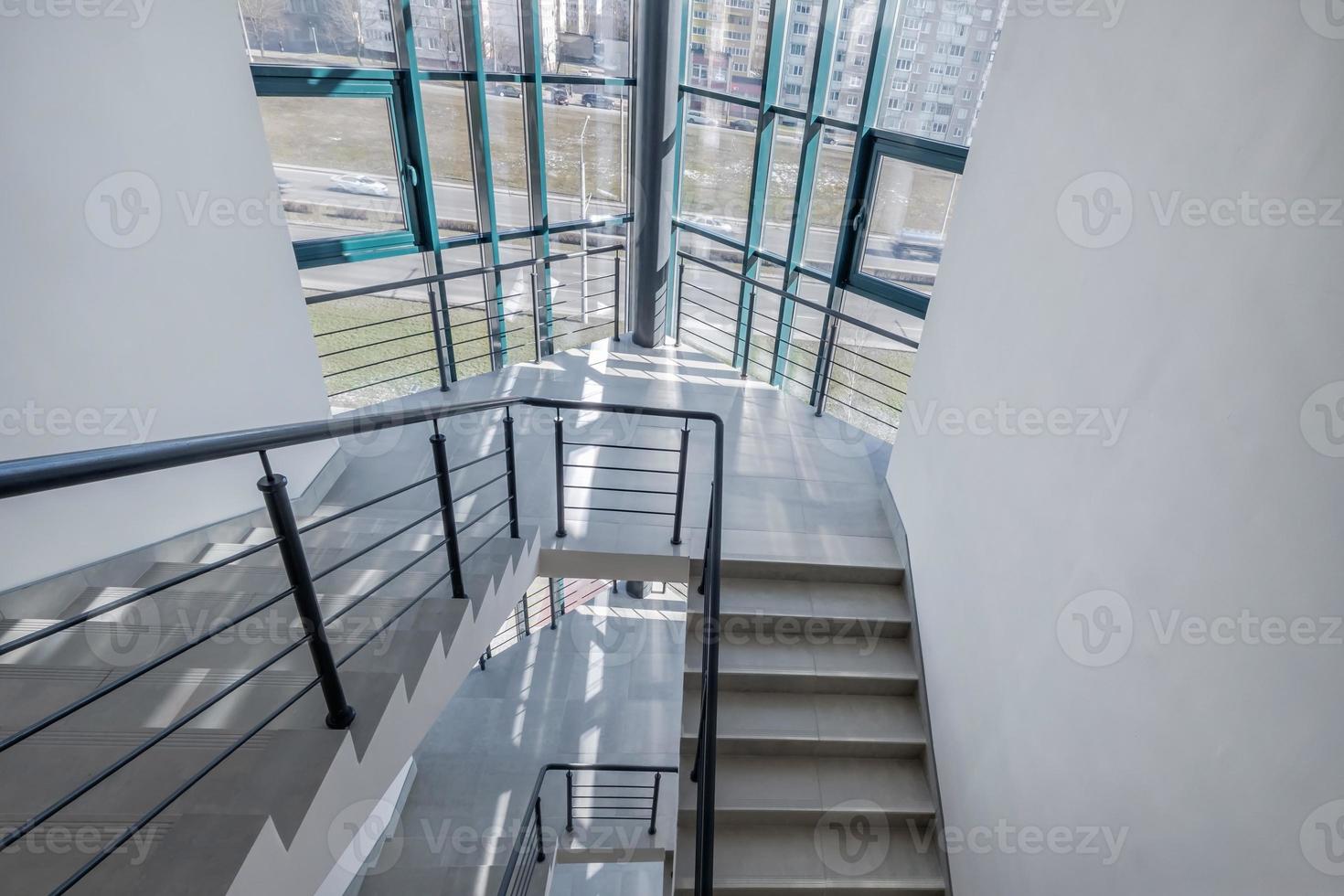 stairs  emergency and evacuation exit stair in up ladder in a new office building. photo