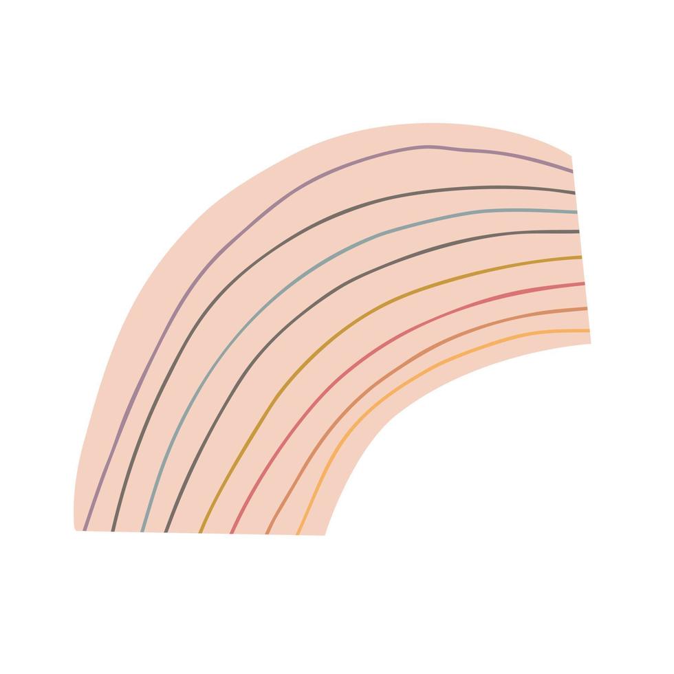 Curved striped abstract shape circle formed vector illustration, minimalist design element in calm Scandinavian boho colors, minimalist collection for cards, banner, poster, wall art