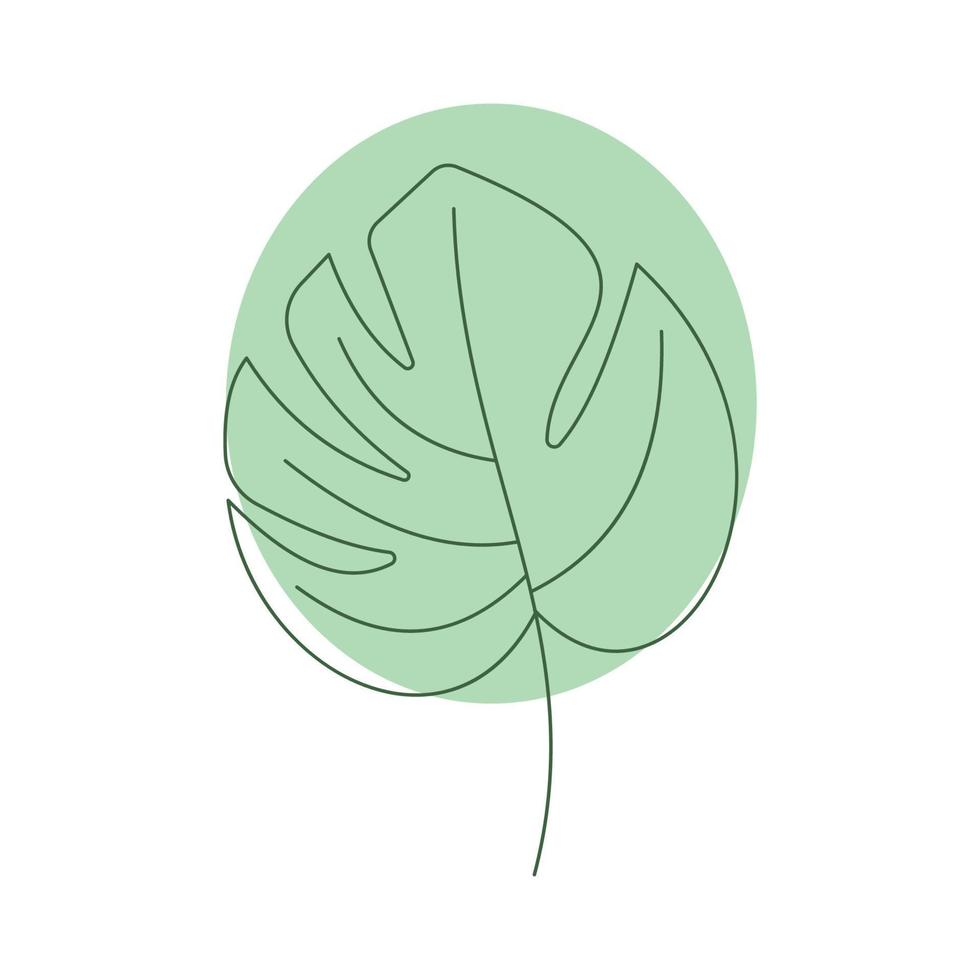 Monstera leaf line art. Contour drawing. Minimalism art vector