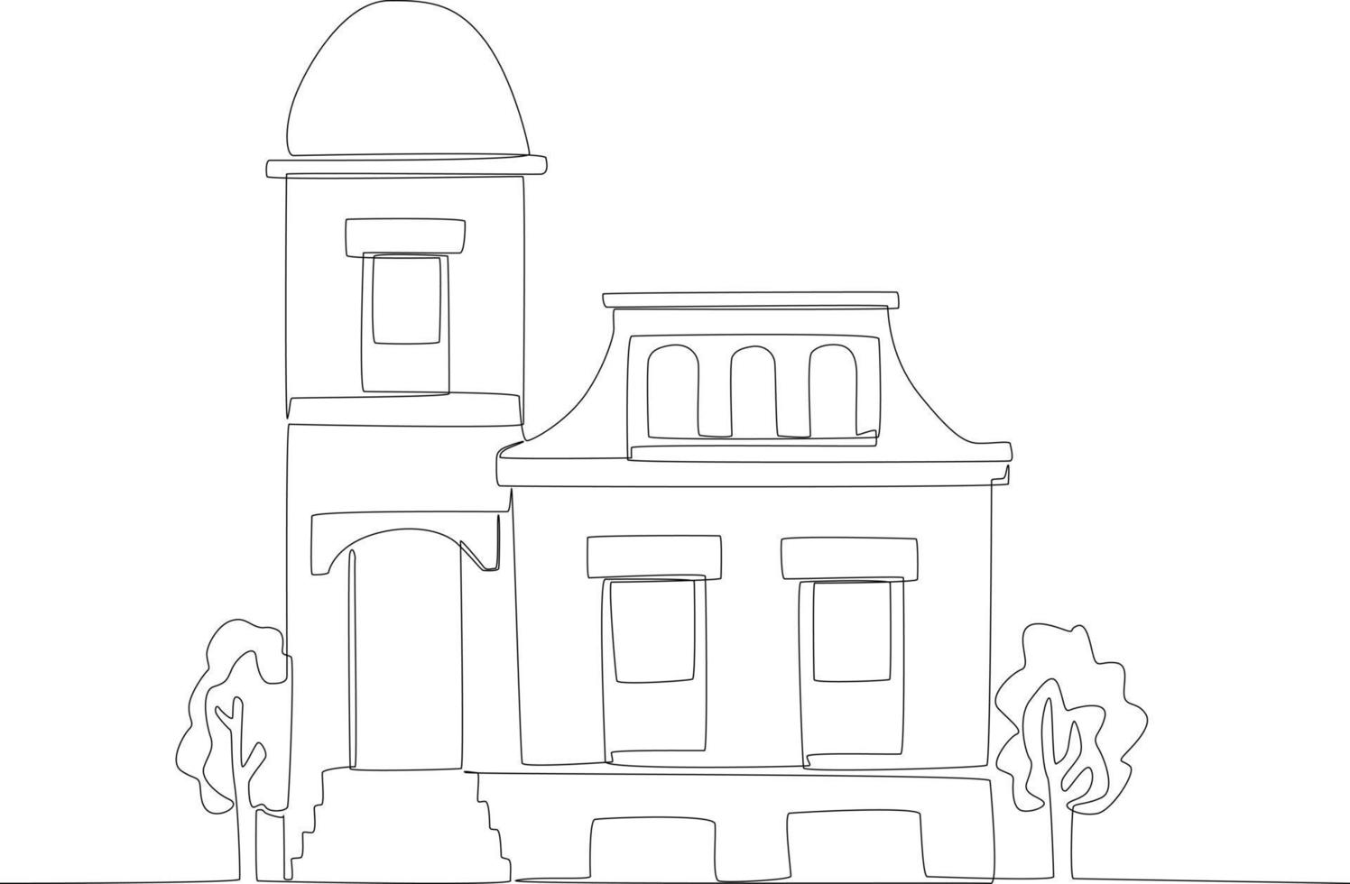 A modern mini house castle with a tower vector