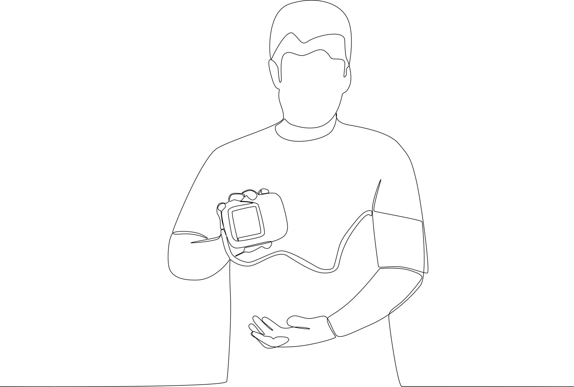a-man-uses-a-blood-pressure-monitor-21524480-vector-art-at-vecteezy