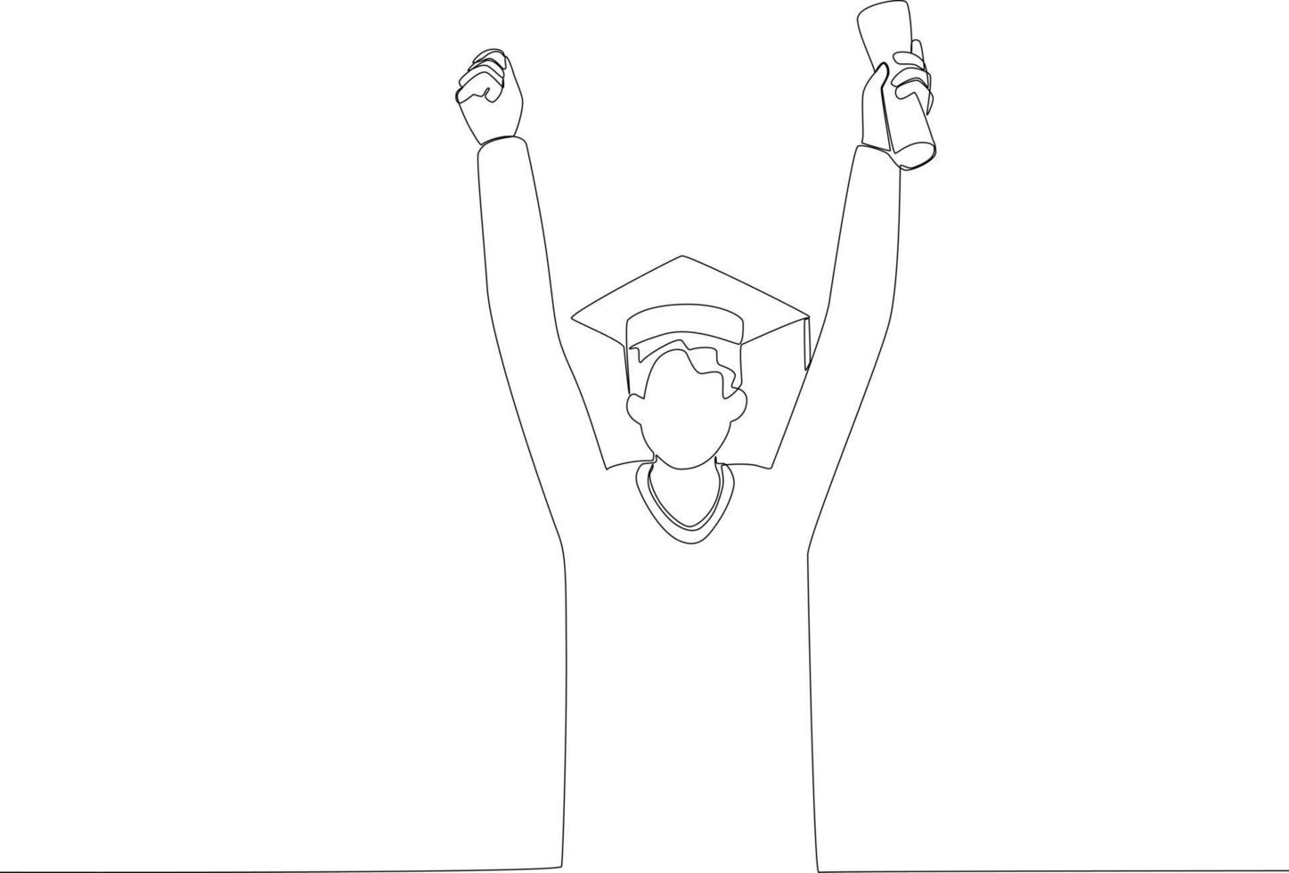 A man raised his hands holding a certificate vector