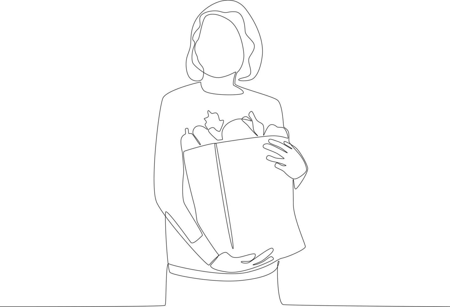 A woman buys groceries for the family vector