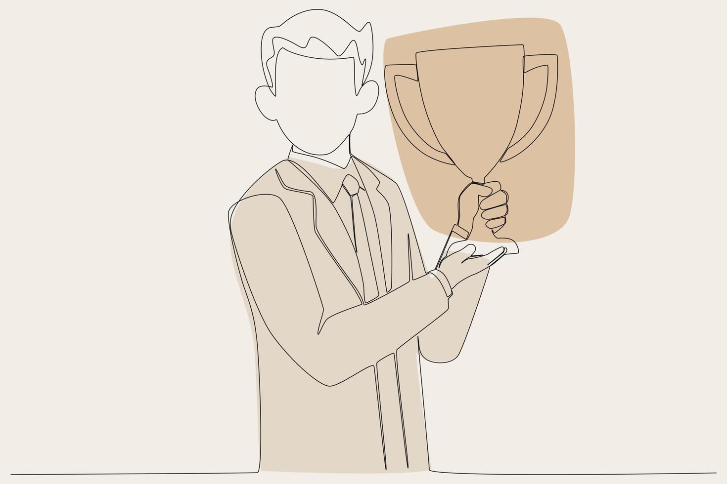 Colored design of a man holding a trophy vector