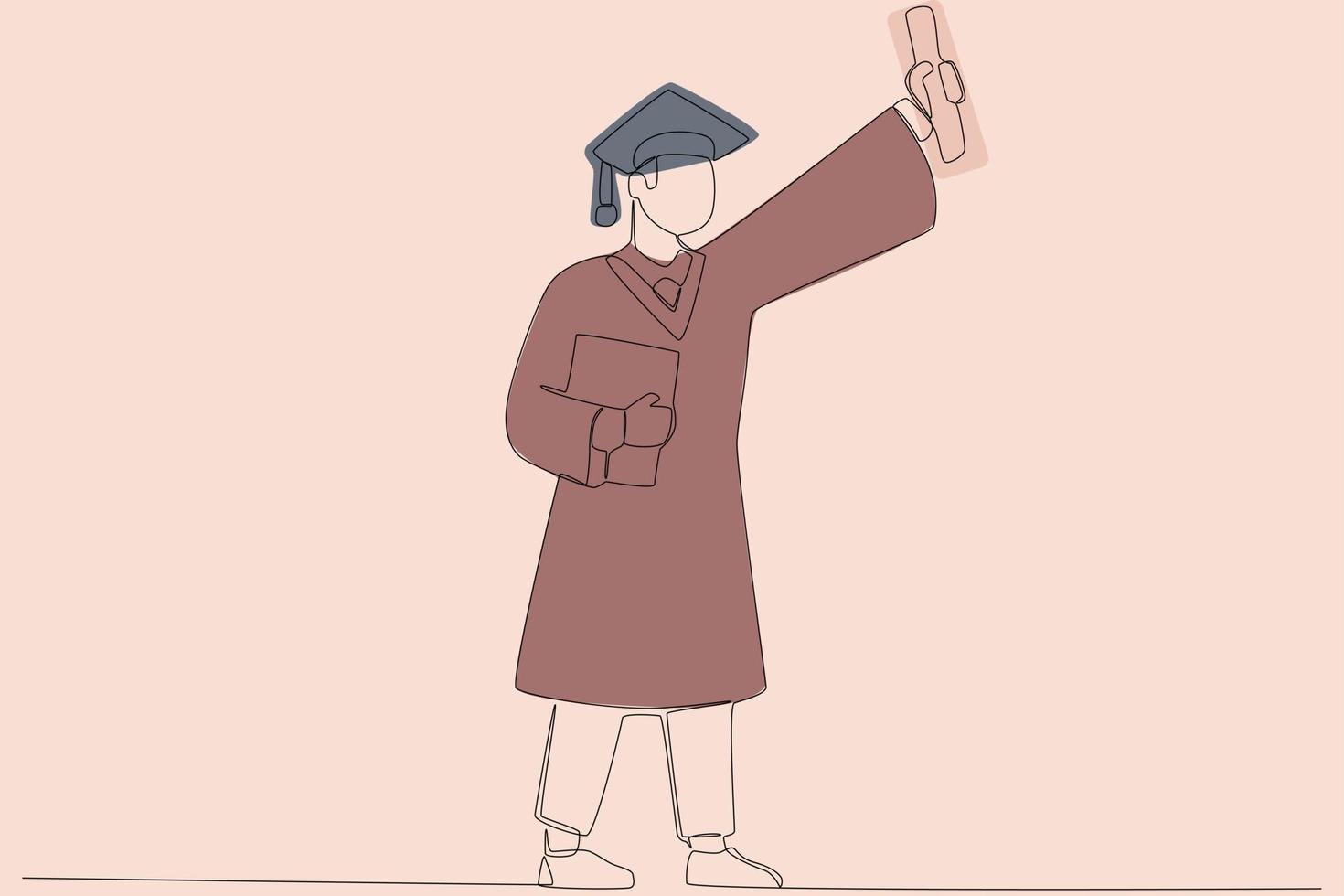 A colorful design of a graduate holding a certificate vector