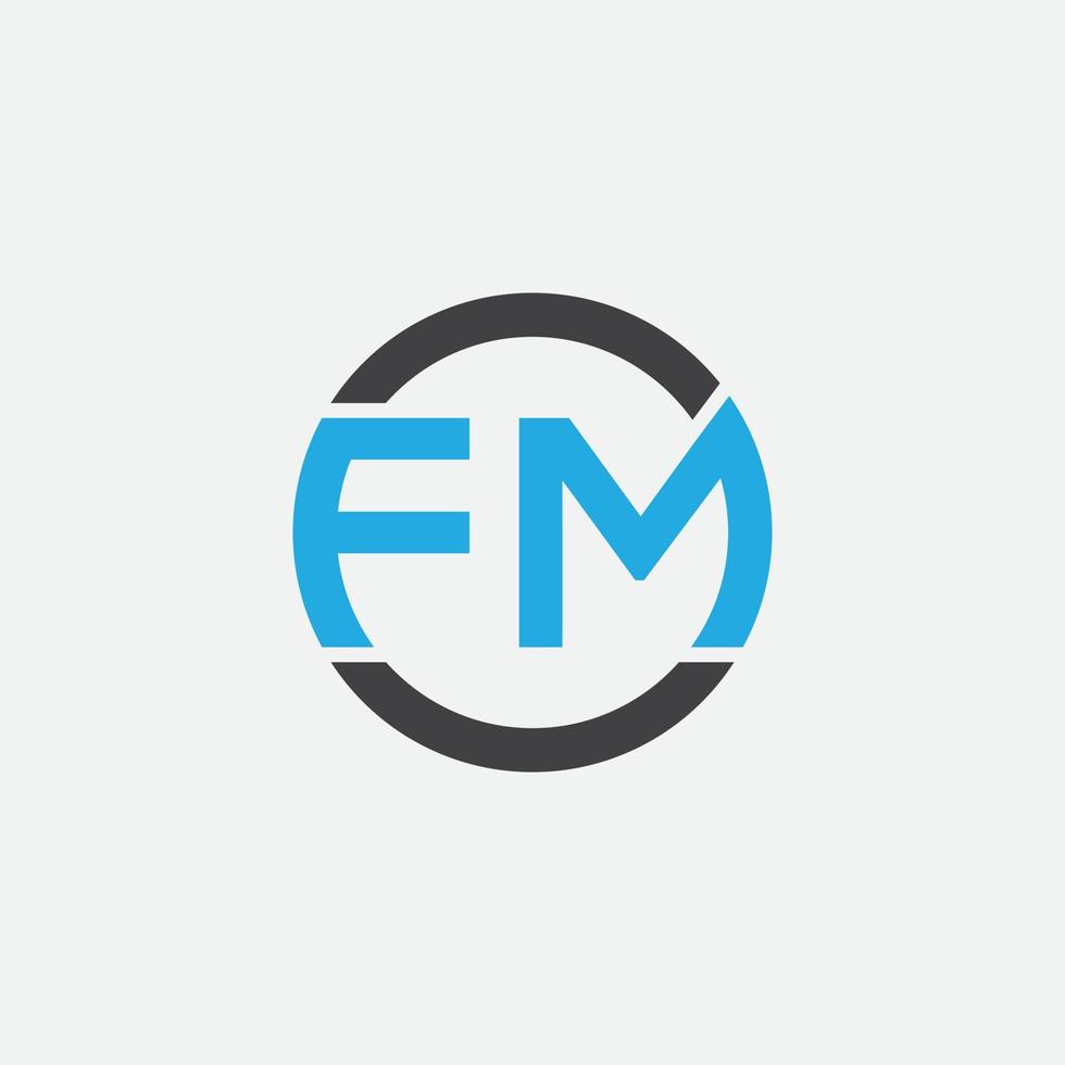 fm logo vector moderno inicial silbido circulo