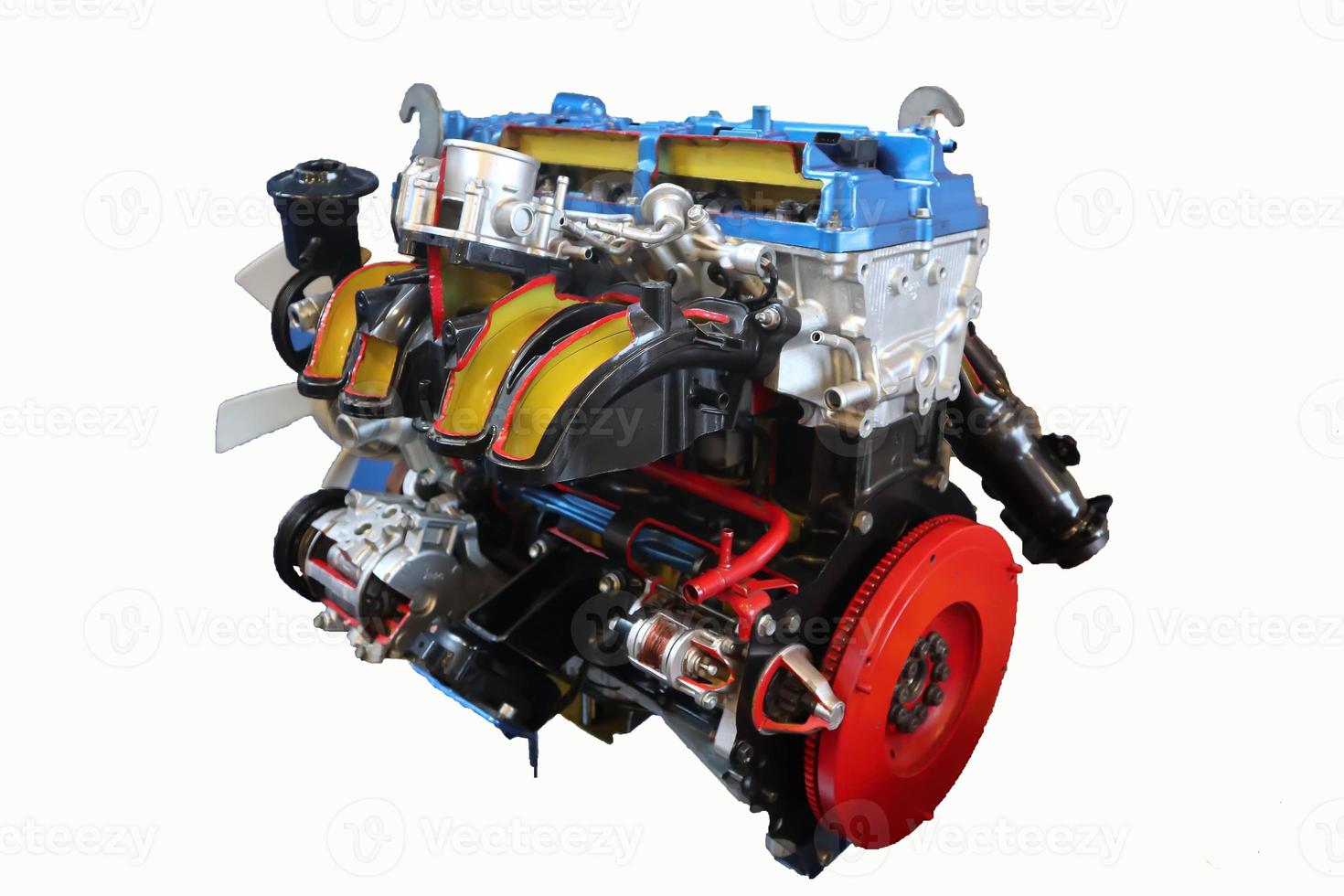 car engine, gasoline engine isolated on white background photo
