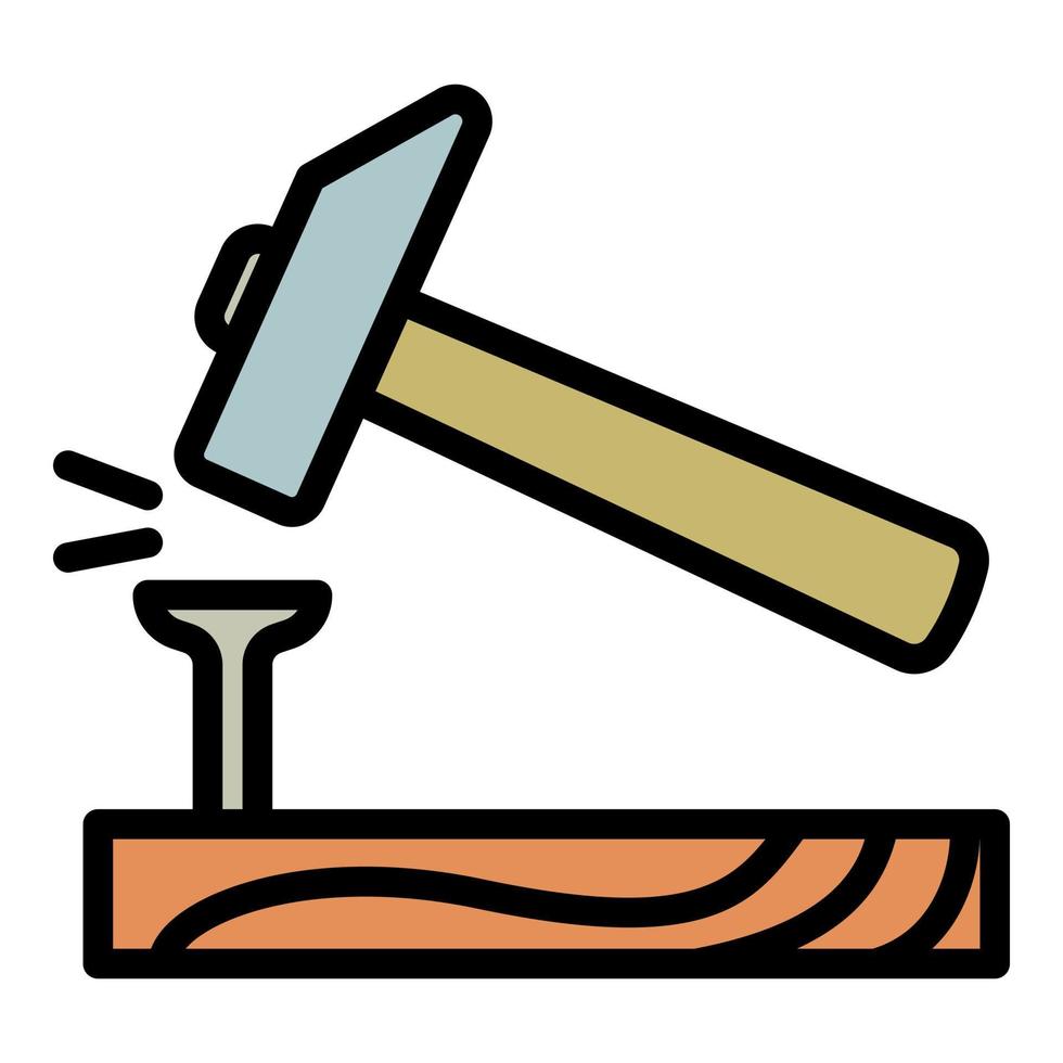 Hammer work icon outline vector. Carpenter design vector