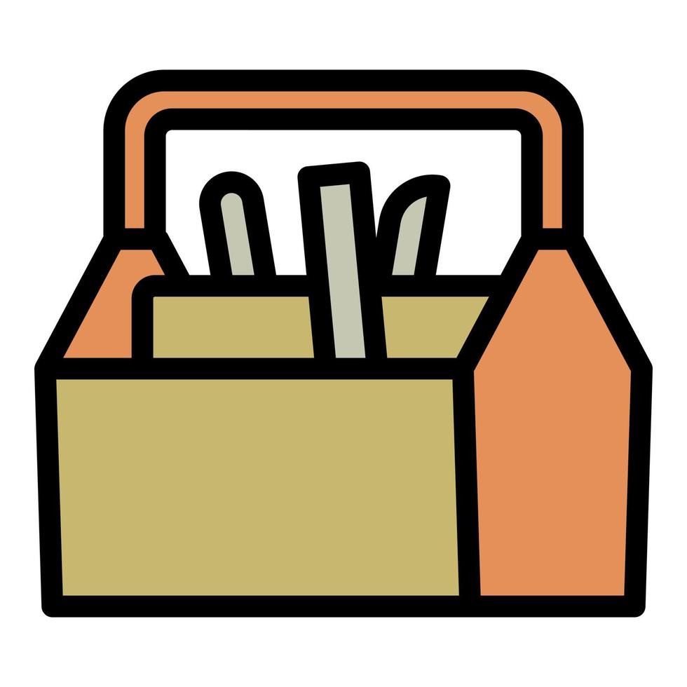 Carpenter tool box icon outline vector. Work man vector