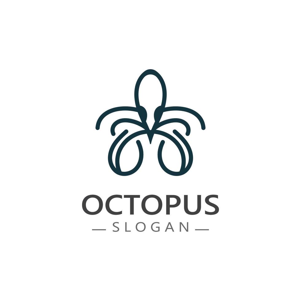 Octopus simple modern line art logo design template vector