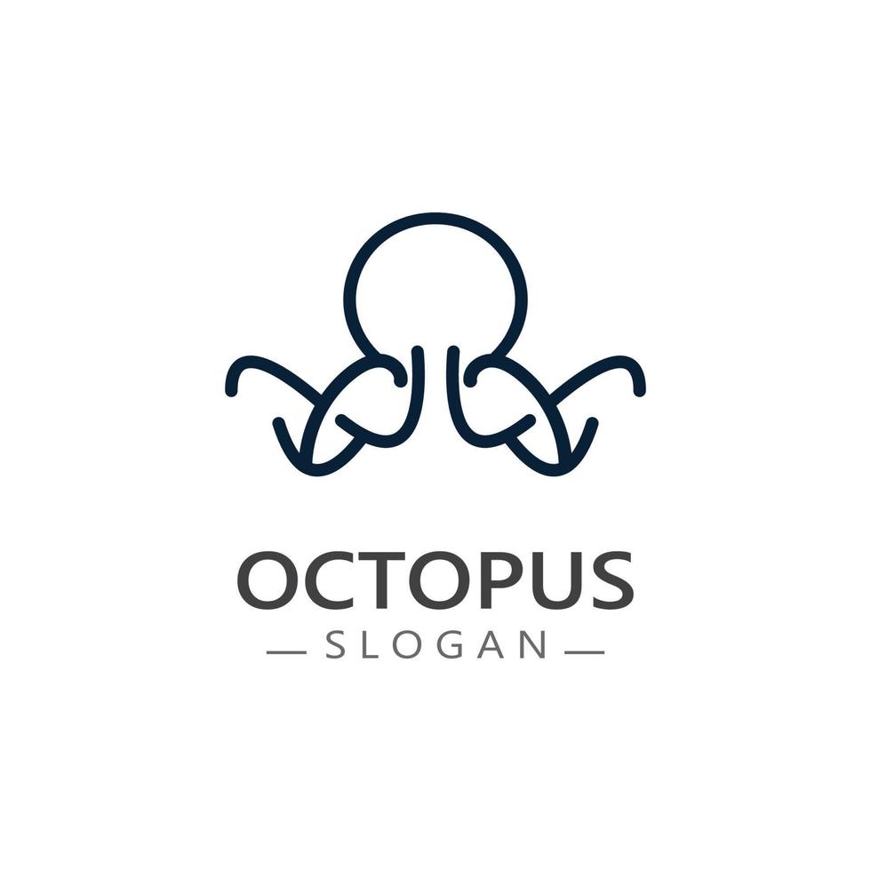 Octopus simple modern line art logo design template vector