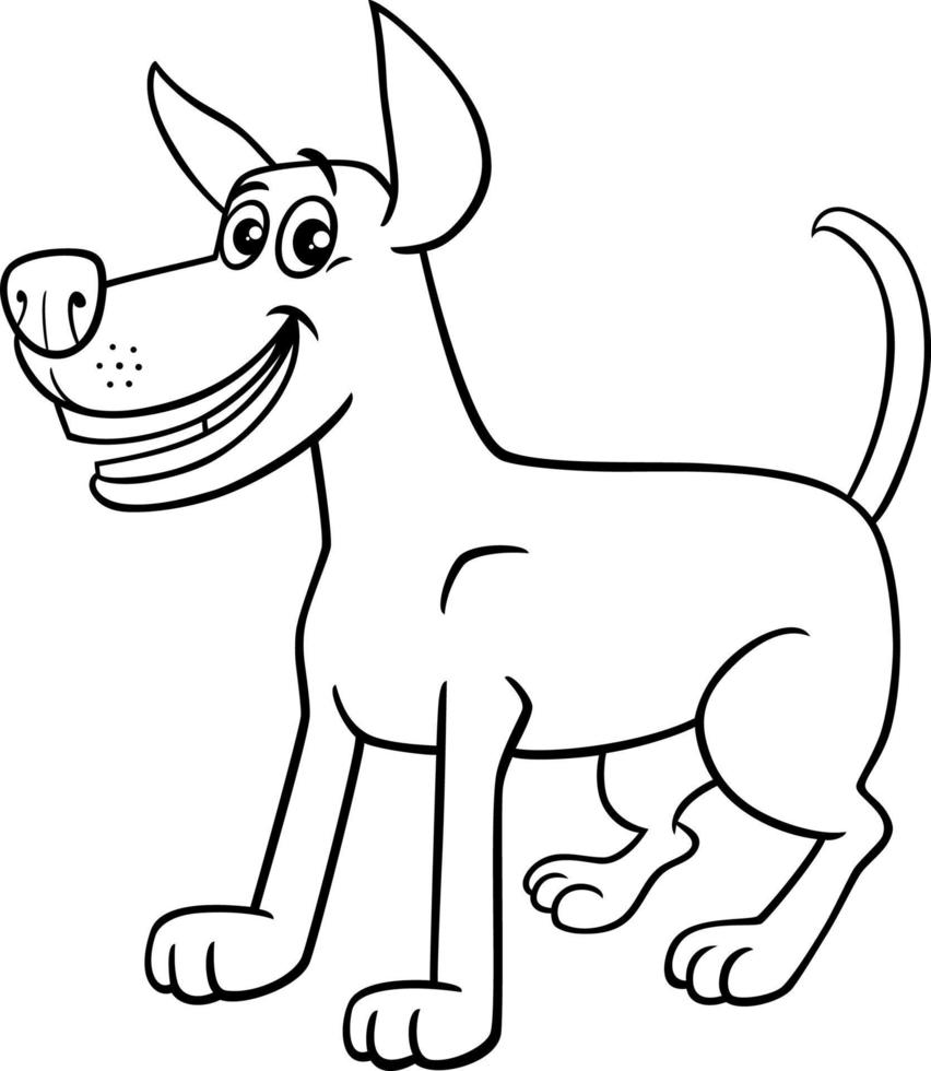 funny cartoon dog comic animal character coloring page vector