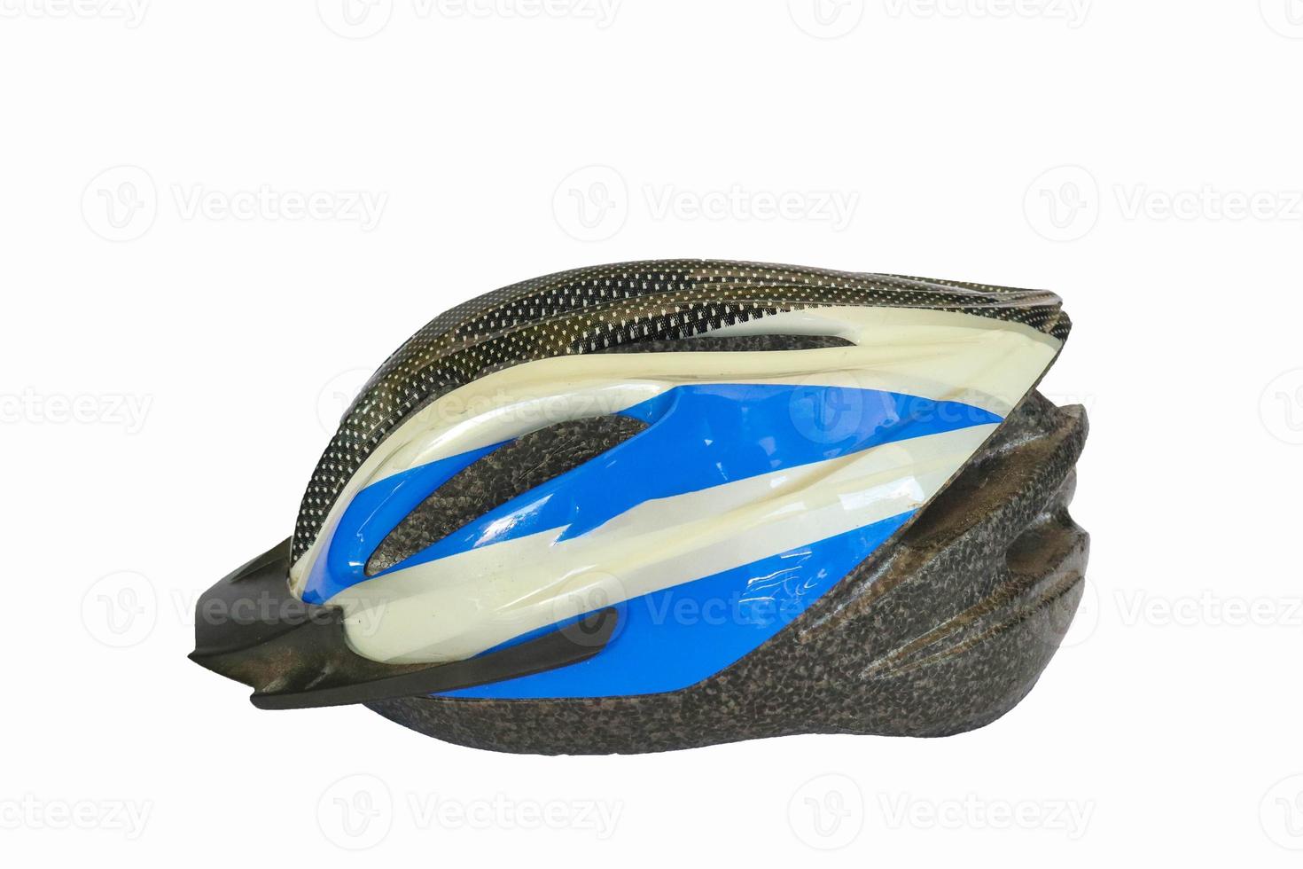 bicycle helmet. blue bicycle helmet isolated on white background. Perspective view of bicycle helmet photo