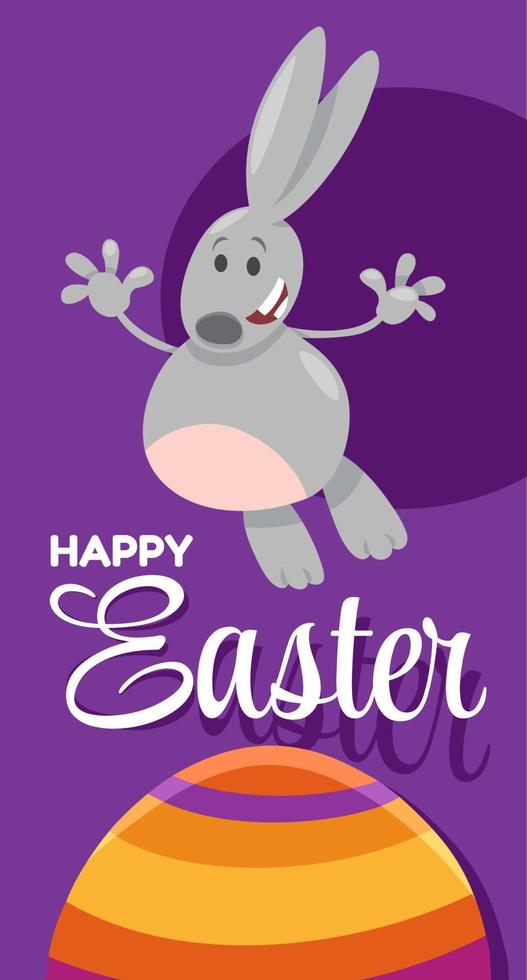cartoon Easter bunny with painted egg greeting card vector