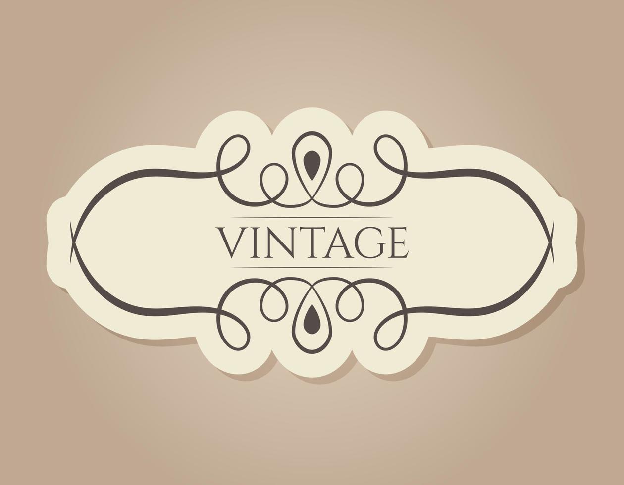 Abstract vector vintage frame decorated with swirls. Isolated victorian banner template with text.