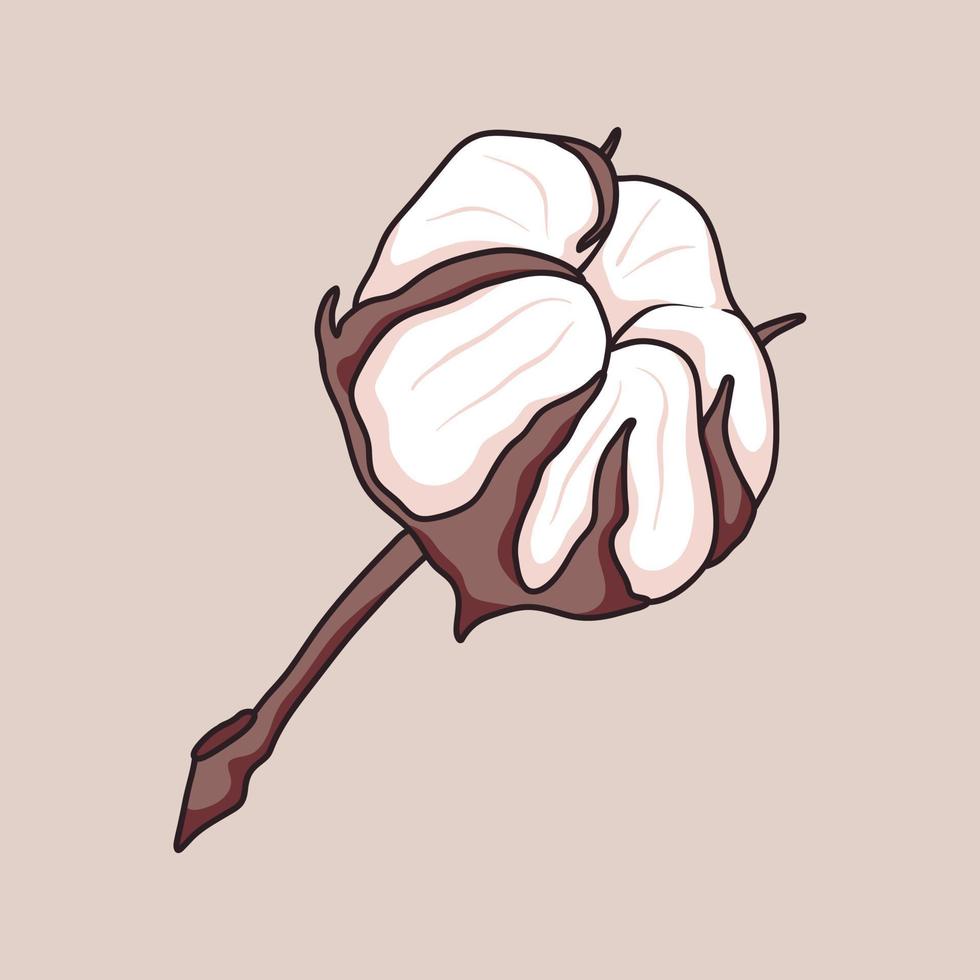Vector isolated twig with cotton ball or bud.