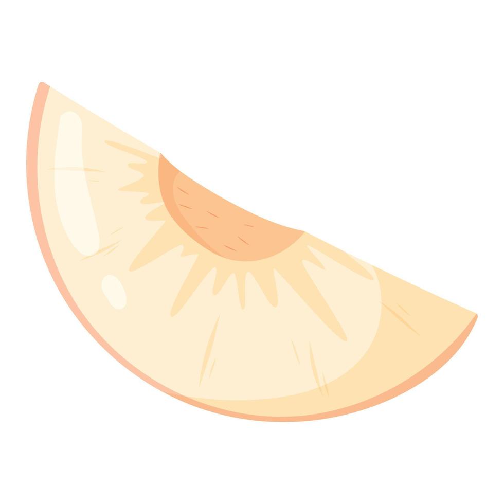 A slice of fresh ripe peach or nectarine. Vector isolated cartoon fruit illustration.