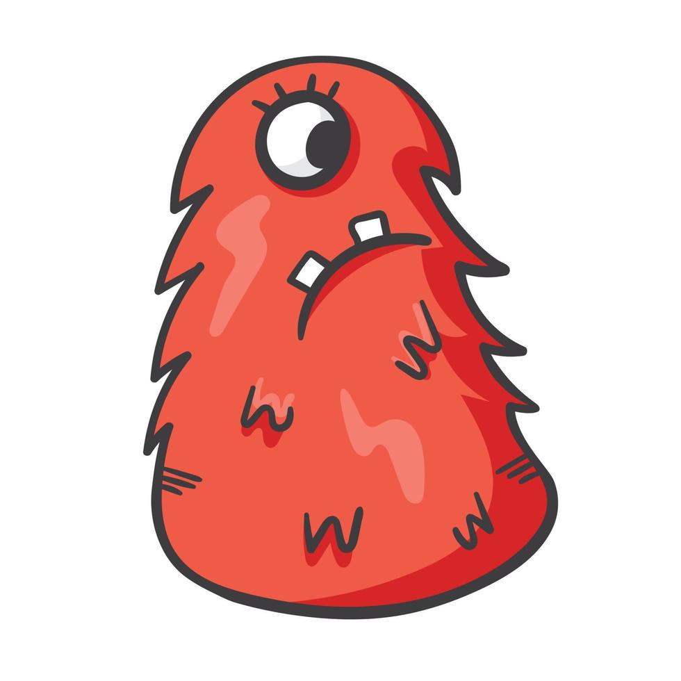 Vector illustration of childish funny cute doodle monster.