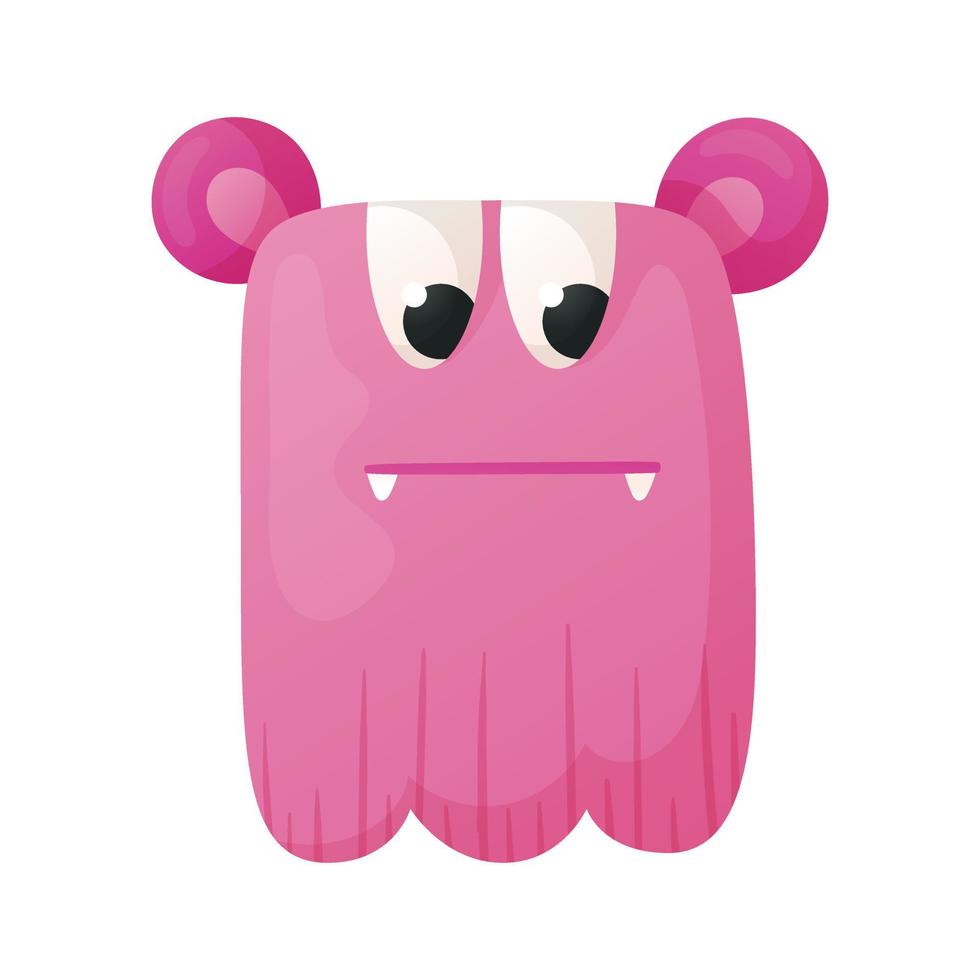 Vector pink funny monster isolated on white.