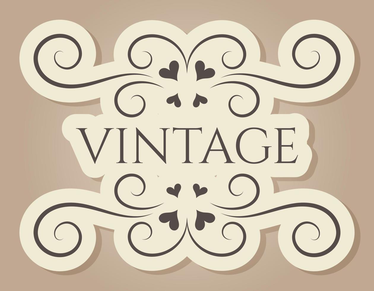Vector vintage frame with swirls. Isolated old victorian banner or template.