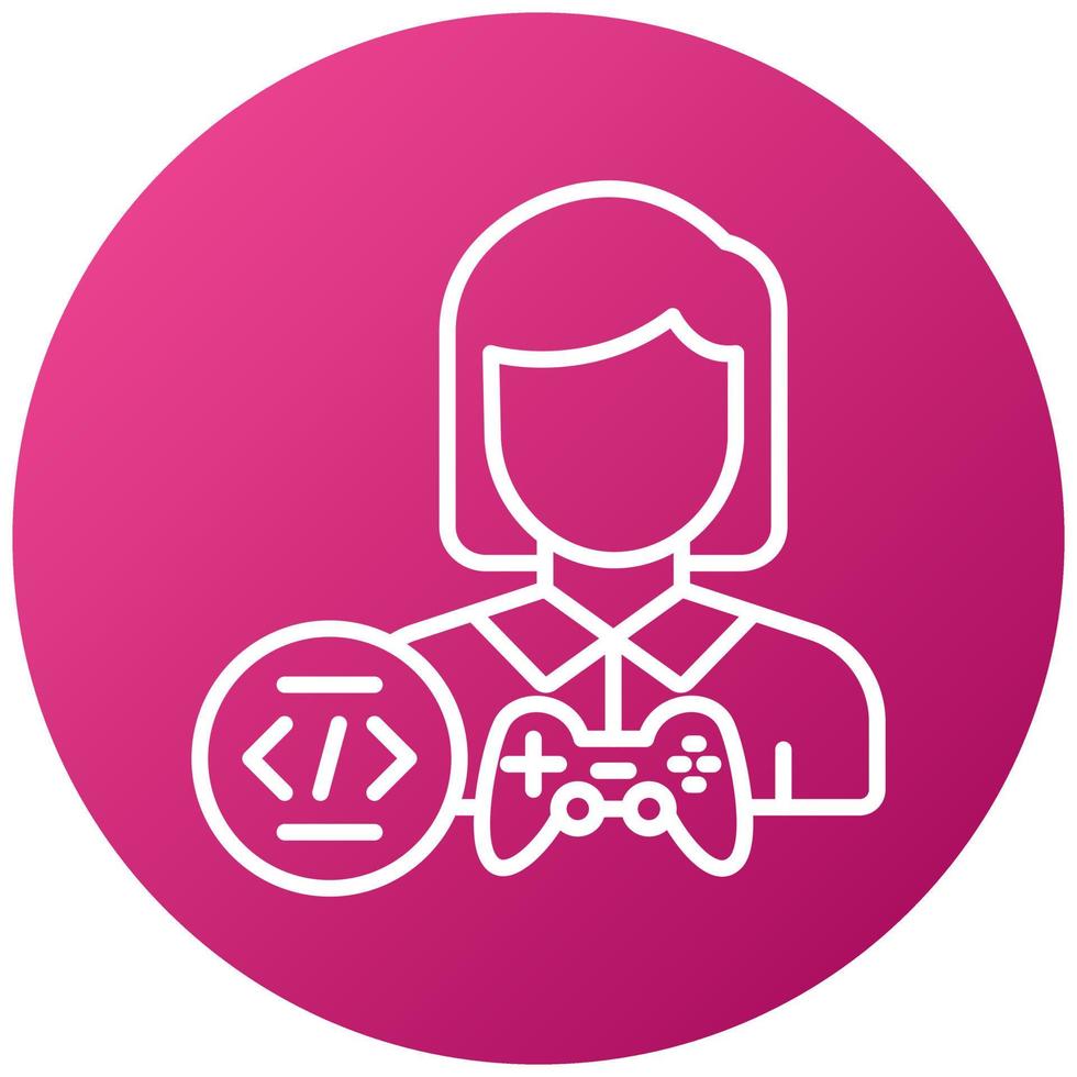 Game Developer Female Icon Style vector