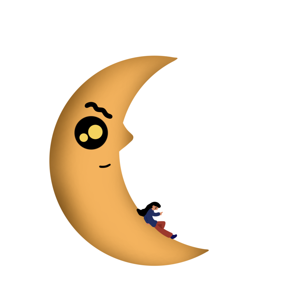 Half Moon Character Cartoon Cute png