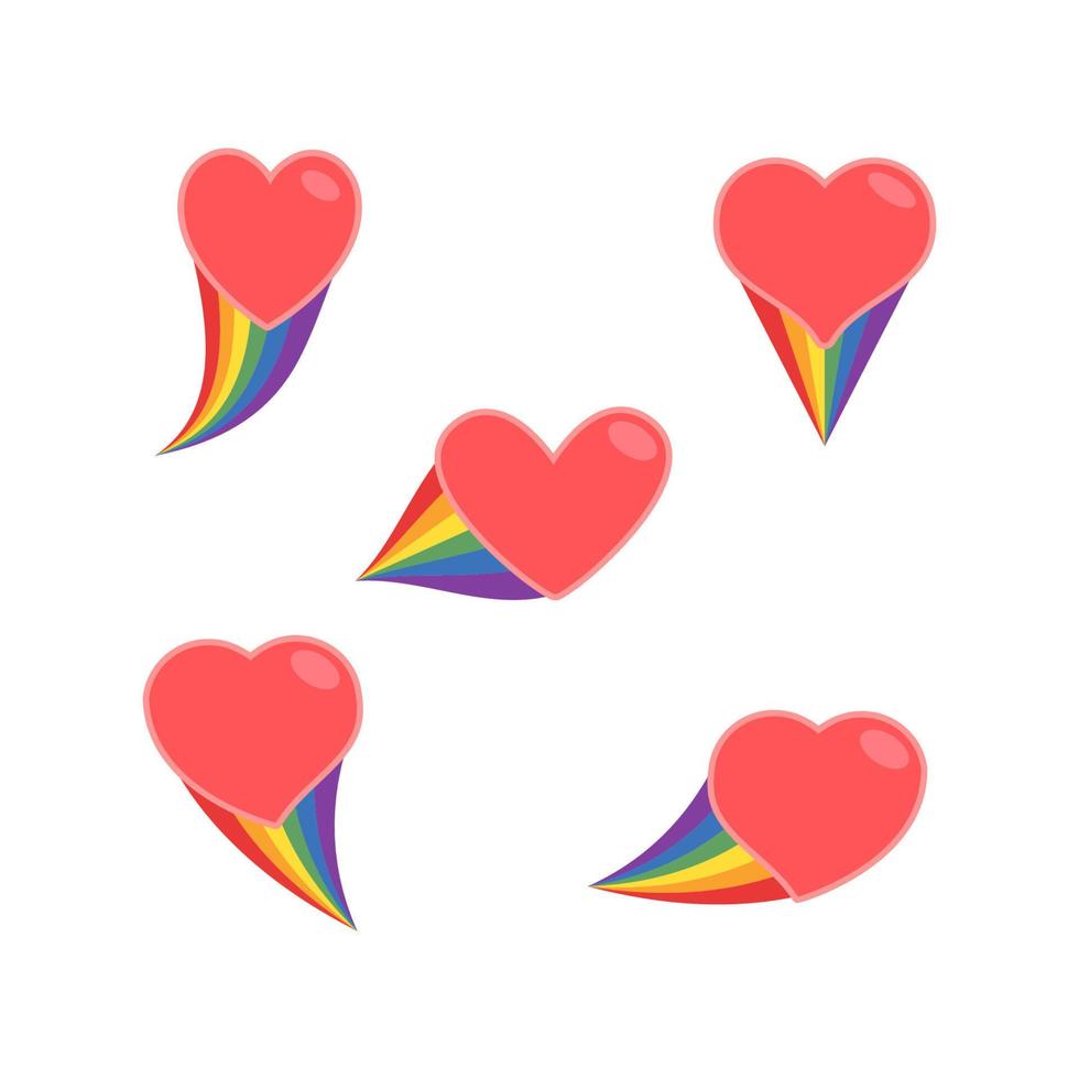 corazón icono con arco iris bandera cola. lgbt apoyo y amor diseño. lesbiana, homosexual, bisexual, Transgénero representación símbolo. vector