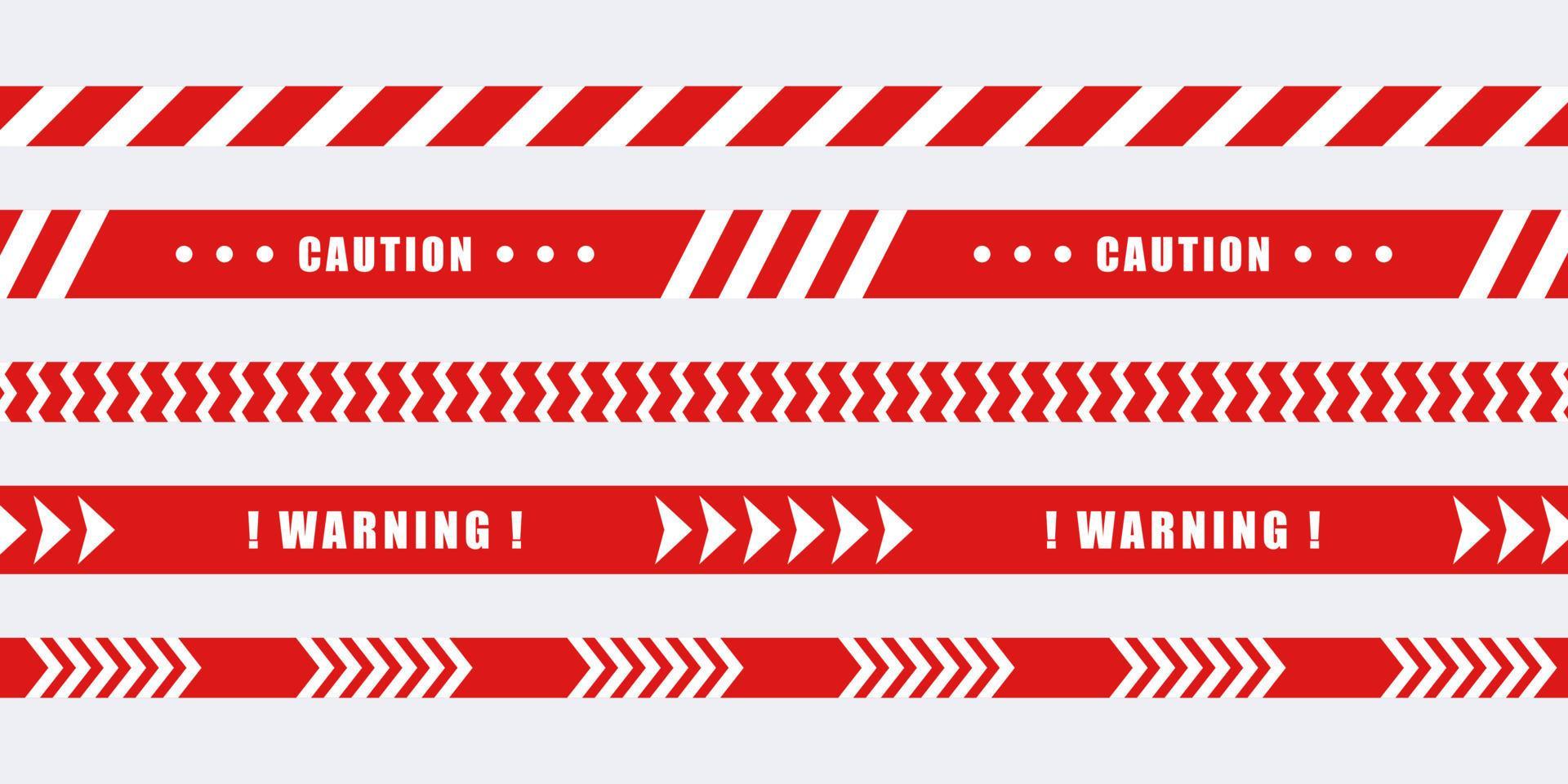 Red warning tapes set. Safety tape. Barrier tape. Caution tapes. Vector scalable graphics